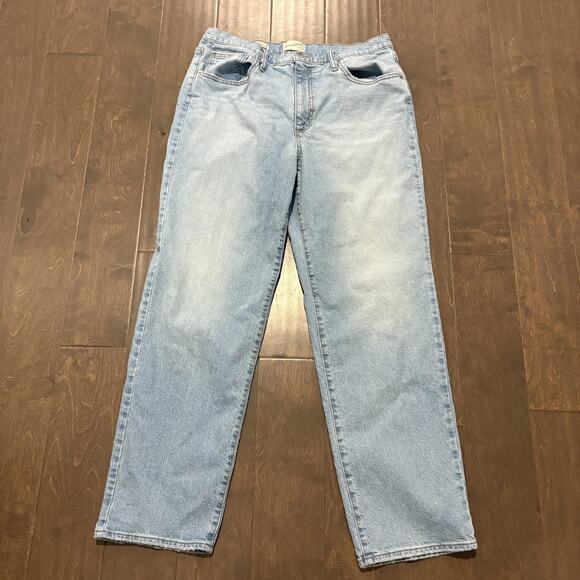 Universal Thread Denim - Light Wash Loose Jeans Womens 14 Blue Regular High Rise 90s Straight Denim Relax